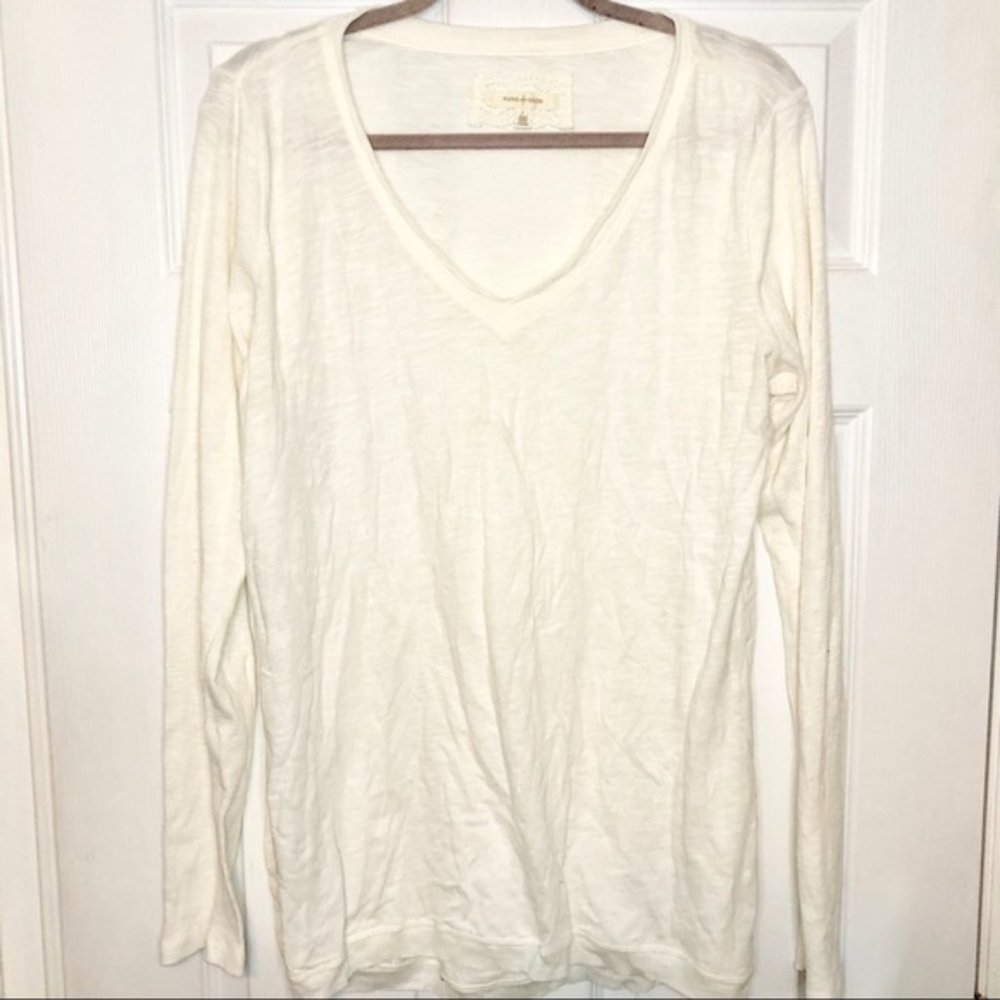 Anthropologie Pure+Good 100% Cotton White Long Top large